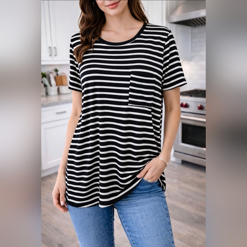 Try This Black and White Striped Women's Top